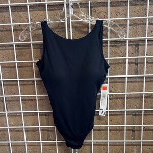 Danz N Motion- Black tank high neck leotard.